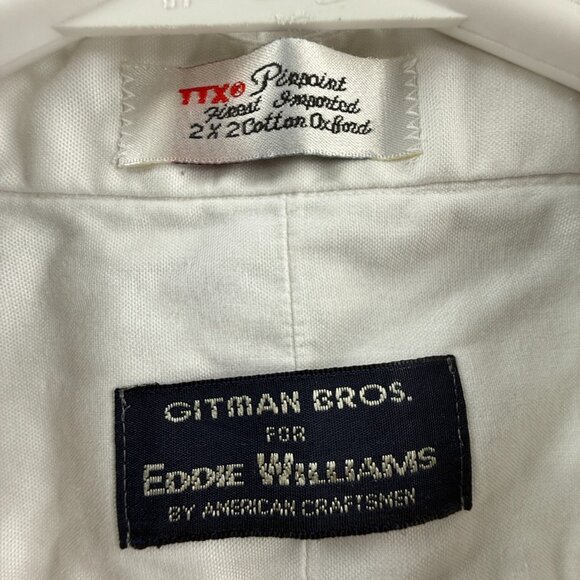 Gitman Bros 18.5 37 Pinpoint USA Cotton Oxford TTX Point White Shirt American - Picture 4 of 16